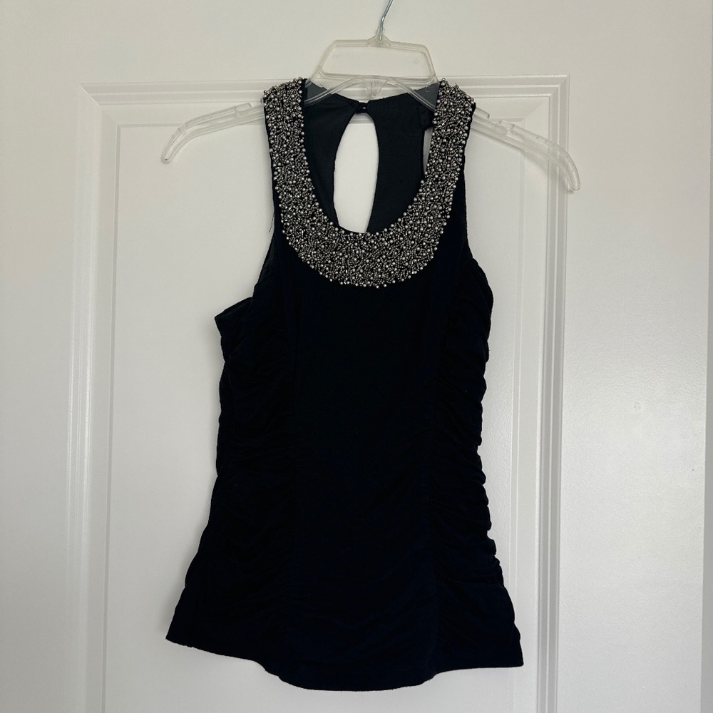Black & silver beaded top